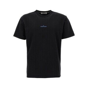 STONE ISLAND Short-Sleeved Cotton T-Shirt with Centered Logo